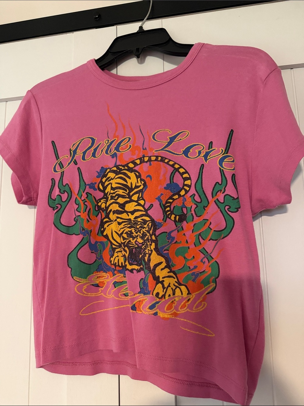 Urban Outfitters Pink Graphic Tee with Tiger Print